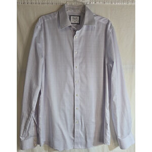 Charles Tywhitt Men's Slim Dress Shirt Button-Up Light Blue Plaid 16.5"/38"